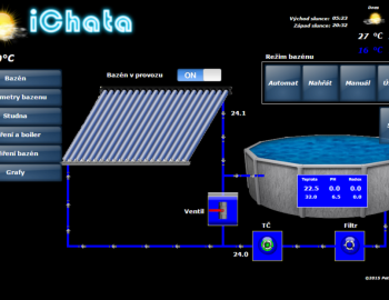 Ovládání bazénu v chatě v Ochozu u Brna